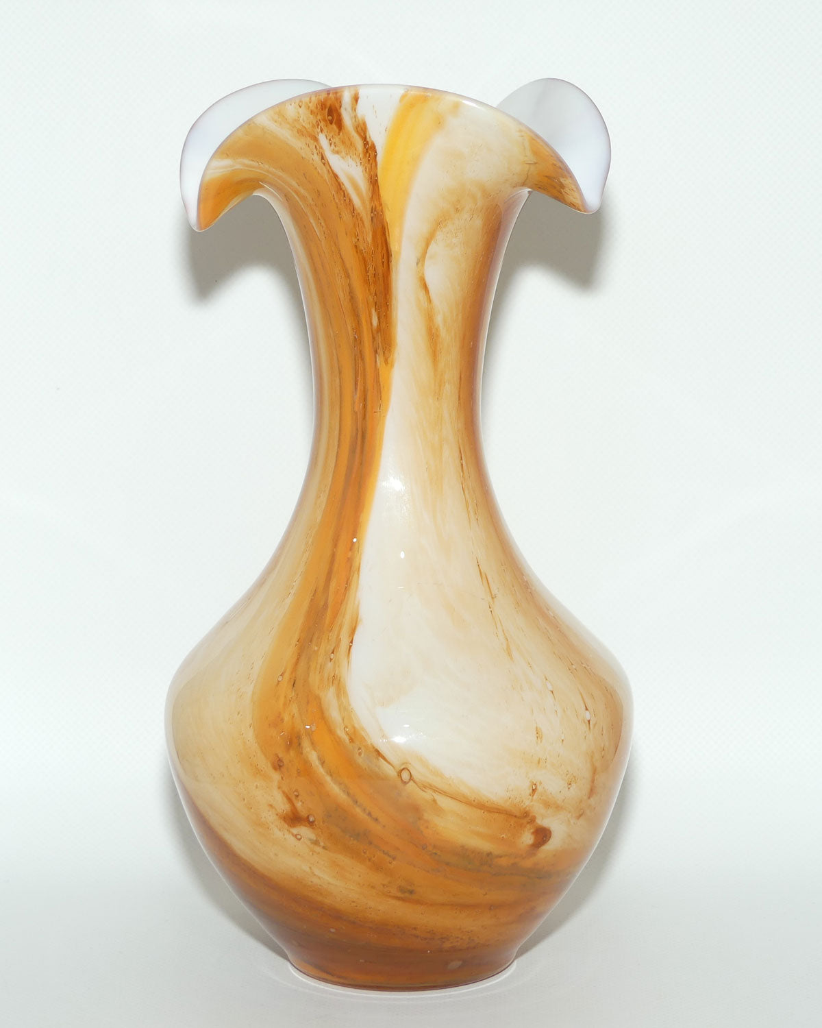 Mid Century Orange and Brown Marble effect vase | 28cm tall
