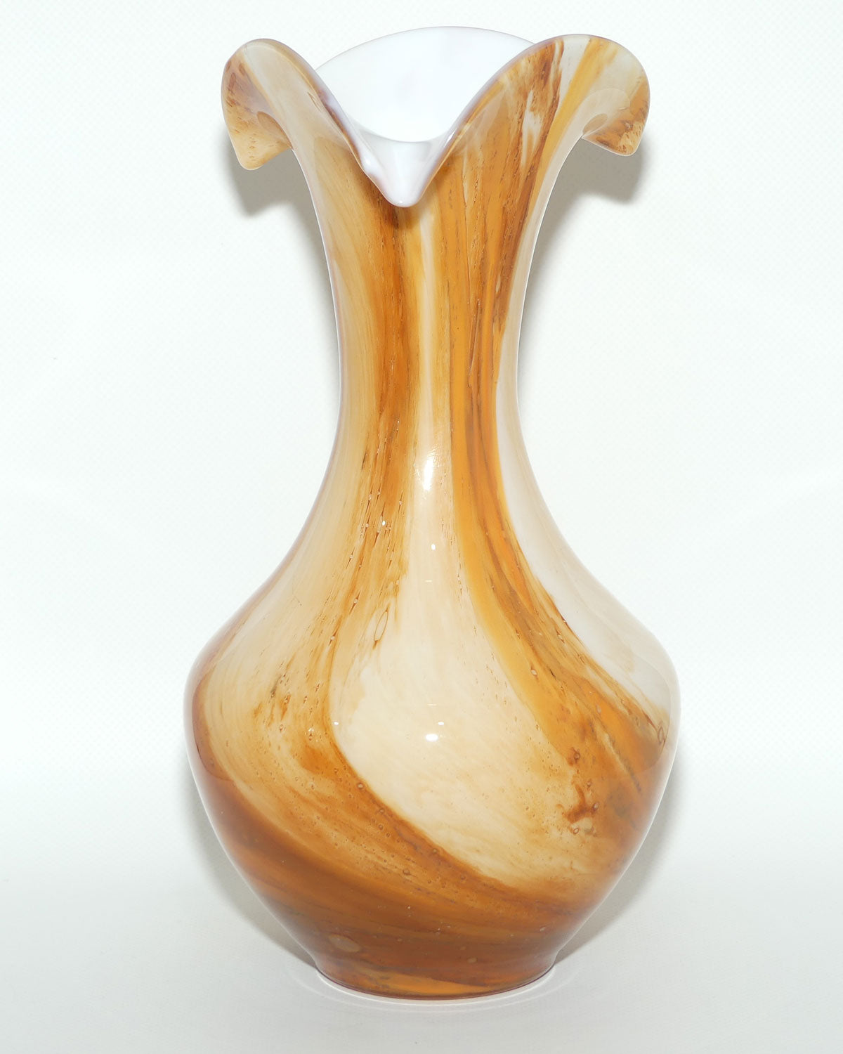 Mid Century Orange and Brown Marble effect vase | 28cm tall