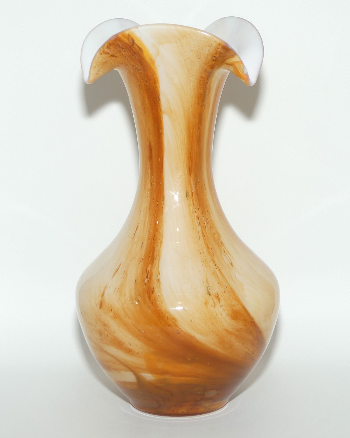Mid Century Orange and Brown Marble effect vase | 28cm tall