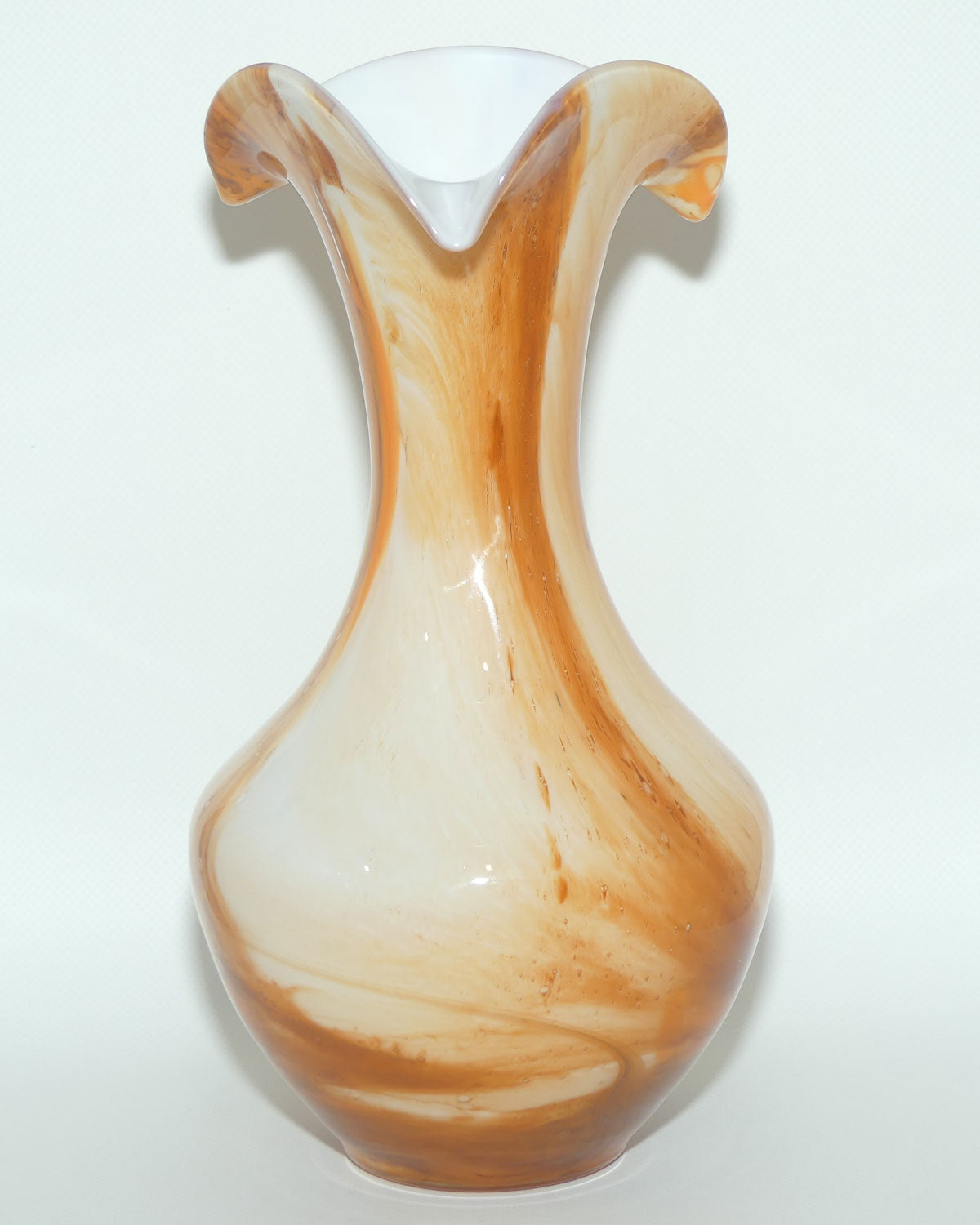 Mid Century Orange and Brown Marble effect vase | 28cm tall