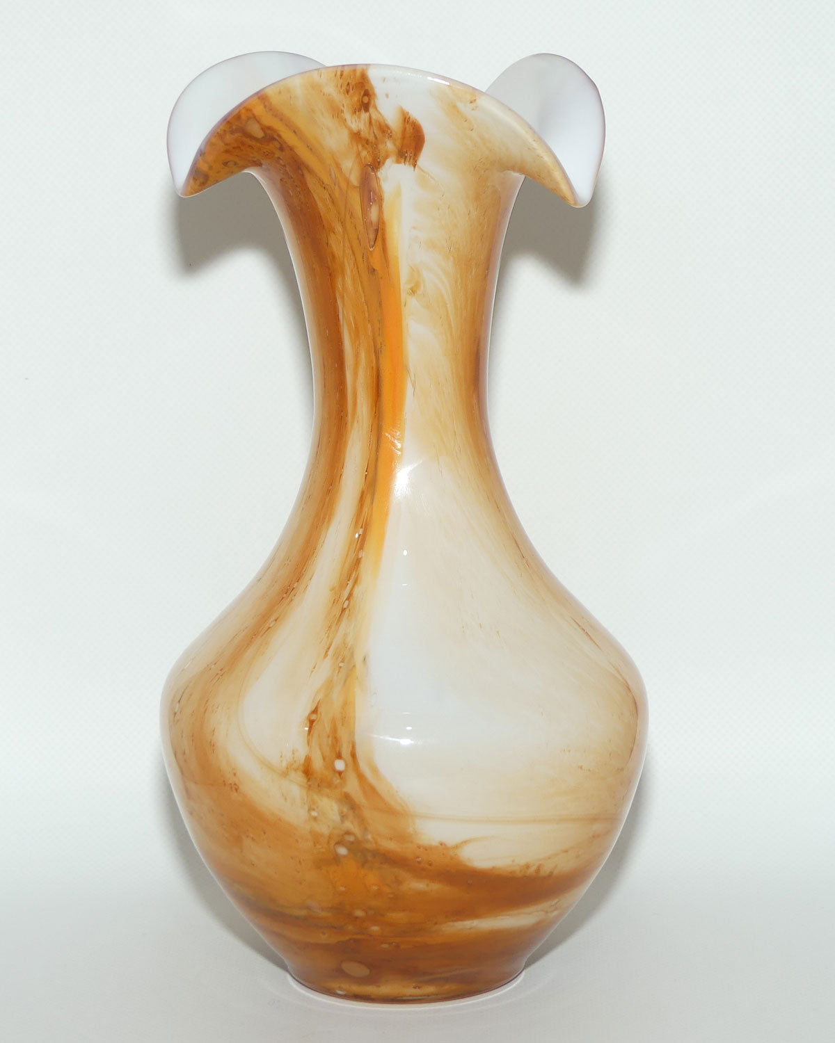 Mid Century Orange and Brown Marble effect vase | 28cm tall