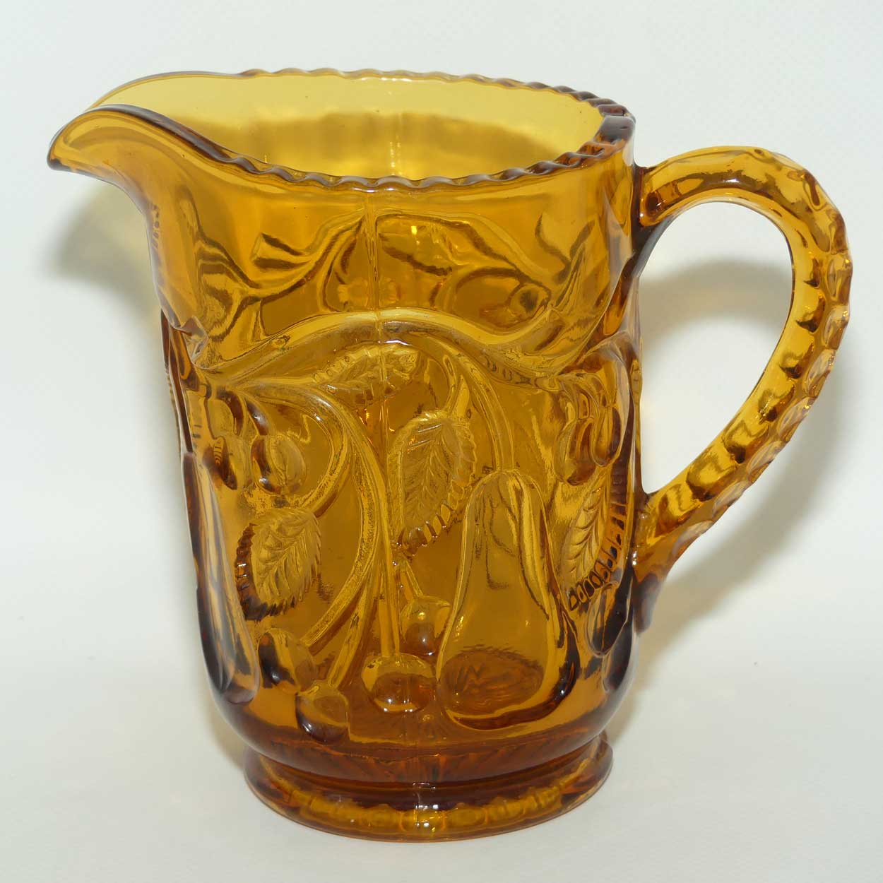 Depression Glass | Amber Glass jug | Pears and Cherries design