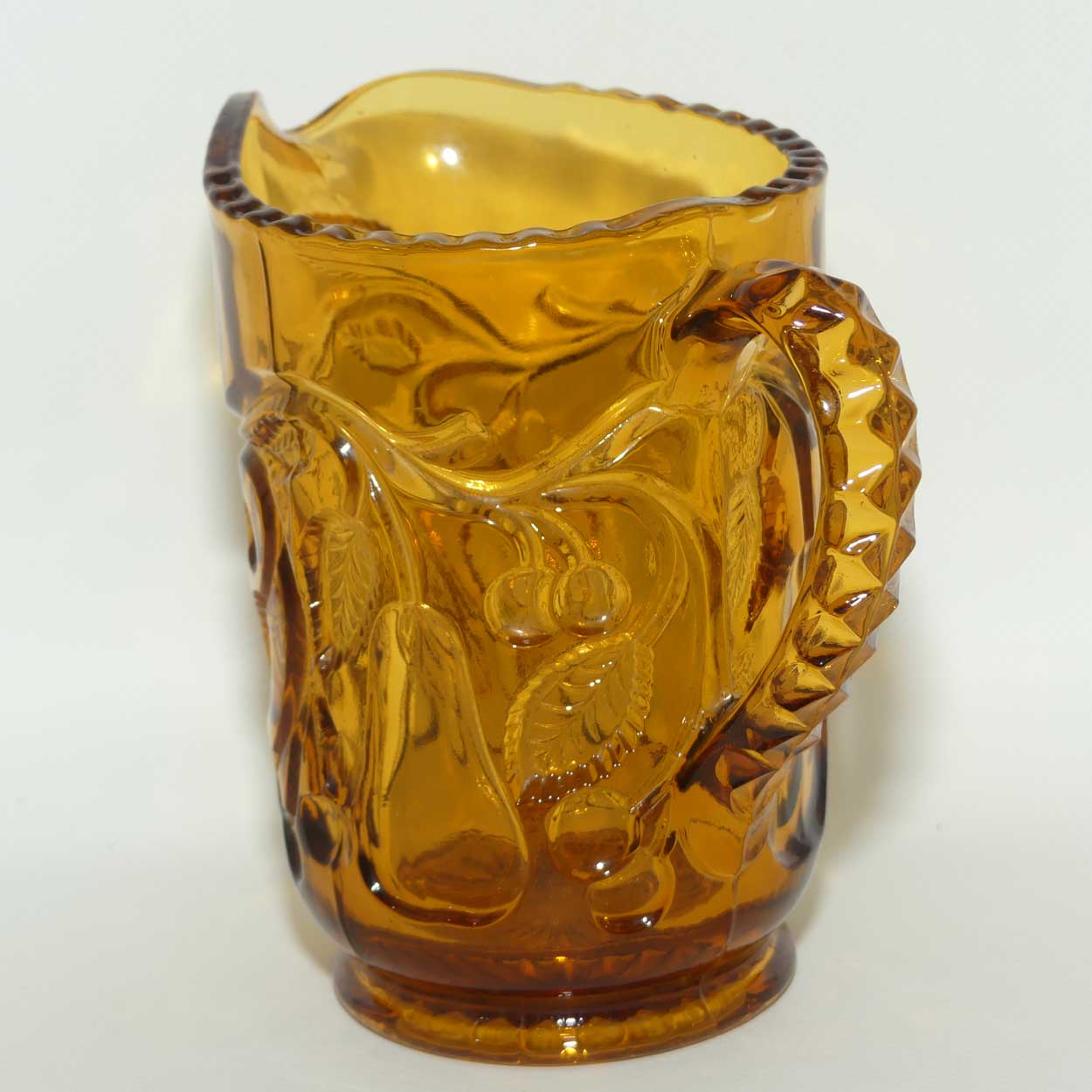 Depression Glass | Amber Glass jug | Pears and Cherries design