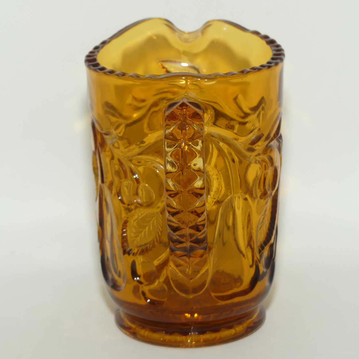 Depression Glass | Amber Glass jug | Pears and Cherries design