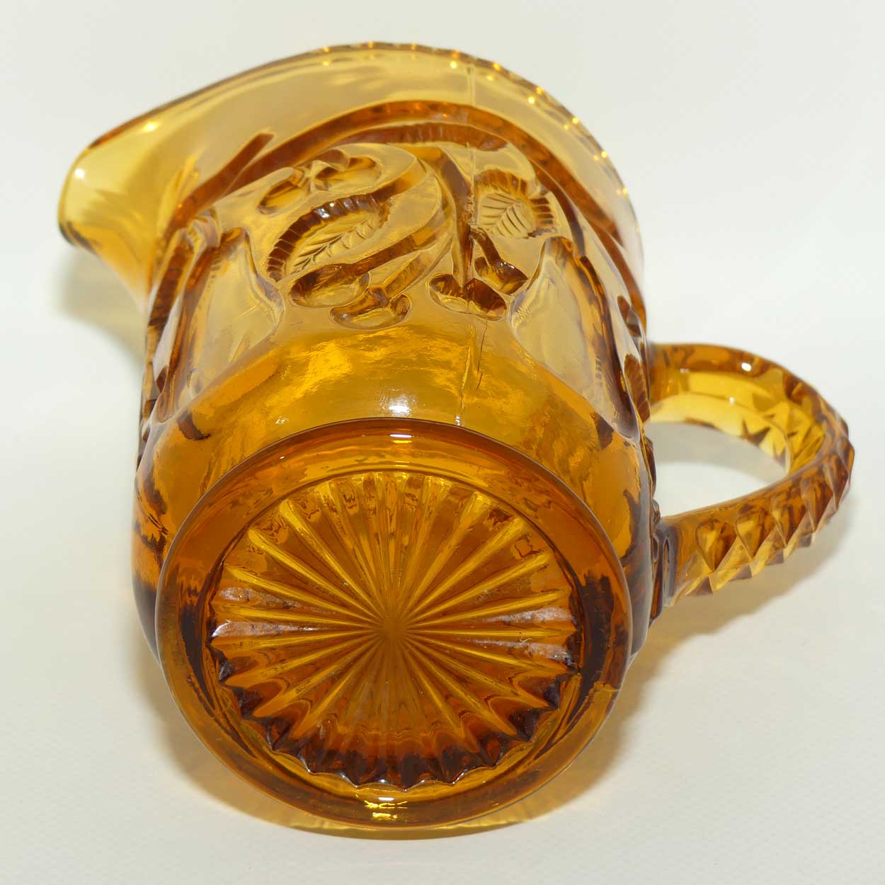 Depression Glass | Amber Glass jug | Pears and Cherries design