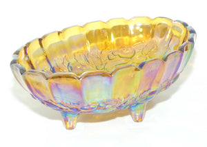 Indiana Glass | Amber Grape and Vine large oval bowl with 4 feet