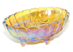 Indiana Glass | Amber Grape and Vine large oval bowl with 4 feet