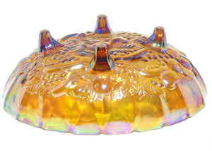 Indiana Glass | Amber Grape and Vine large oval bowl with 4 feet