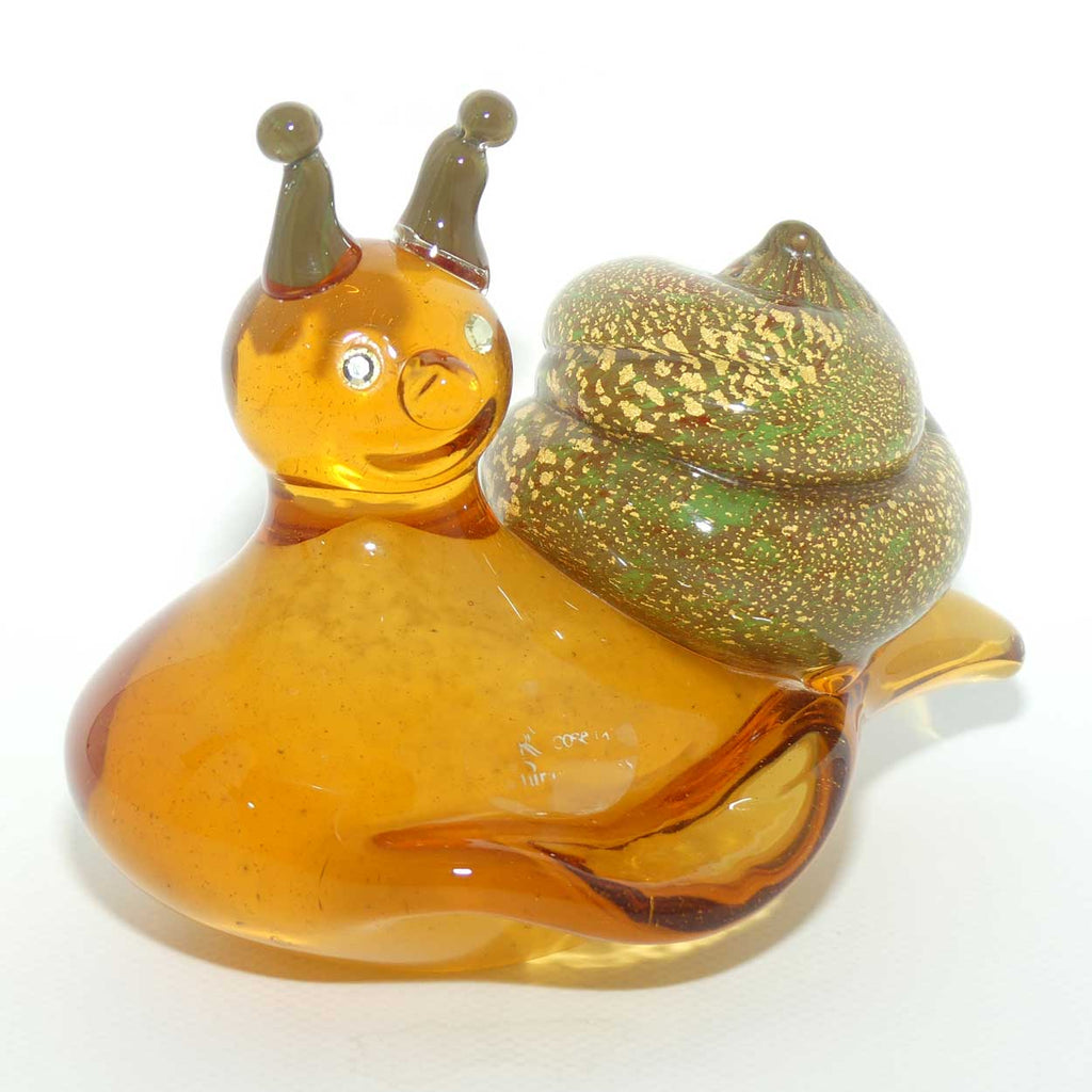 Murano Glass Amber and Aventurine Snail | Belle Cose Rare Murano