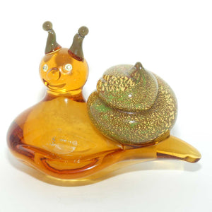 Murano Glass Amber and Aventurine Snail | Belle Cose Rare Murano