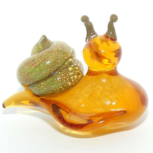 Murano Glass Amber and Aventurine Snail | Belle Cose Rare Murano