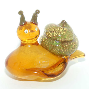 Murano Glass Amber and Aventurine Snail | Belle Cose Rare Murano