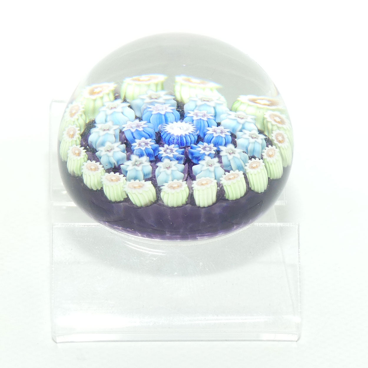 John Deacons Scotland Millefiori Silhouette Cane miniature paperweight | Amethyst