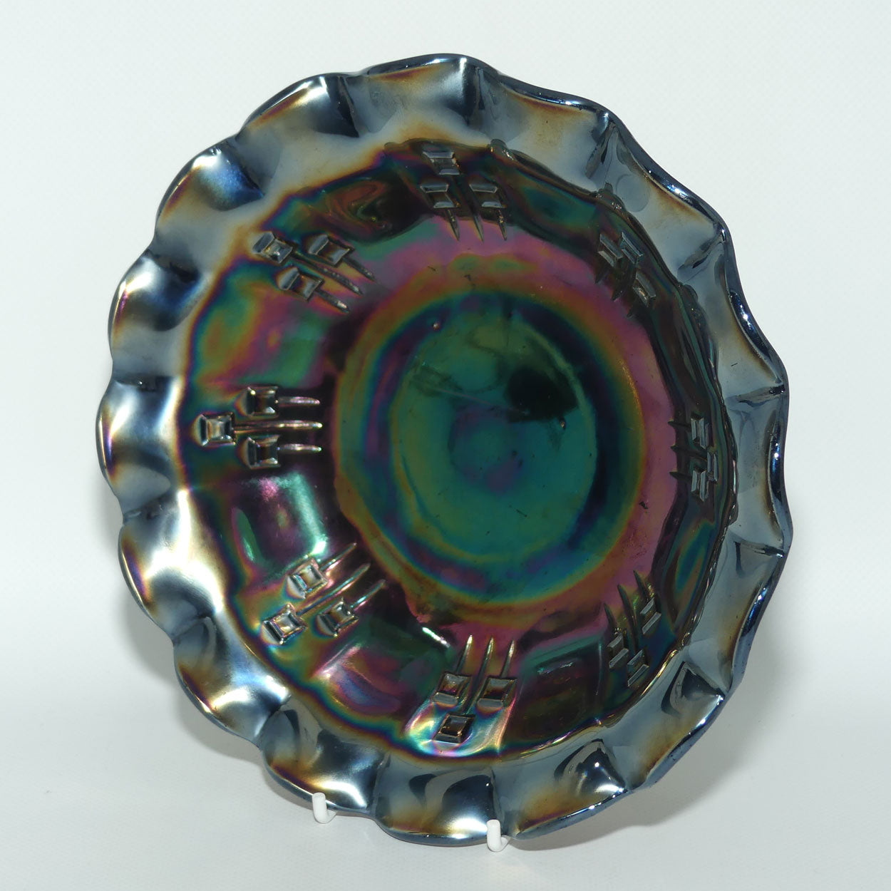 Australian Crown Crystal Amethyst Carnival Glass bowl | Hatpins | 21cm