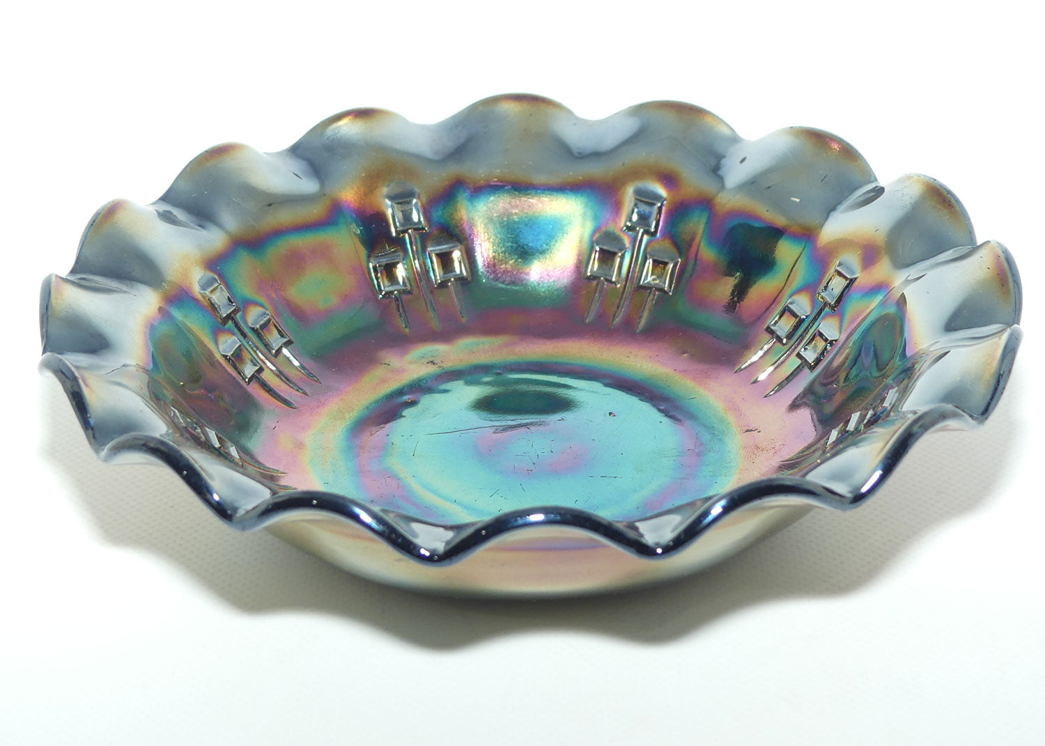 Australian Crown Crystal Amethyst Carnival Glass bowl | Hatpins | 21cm