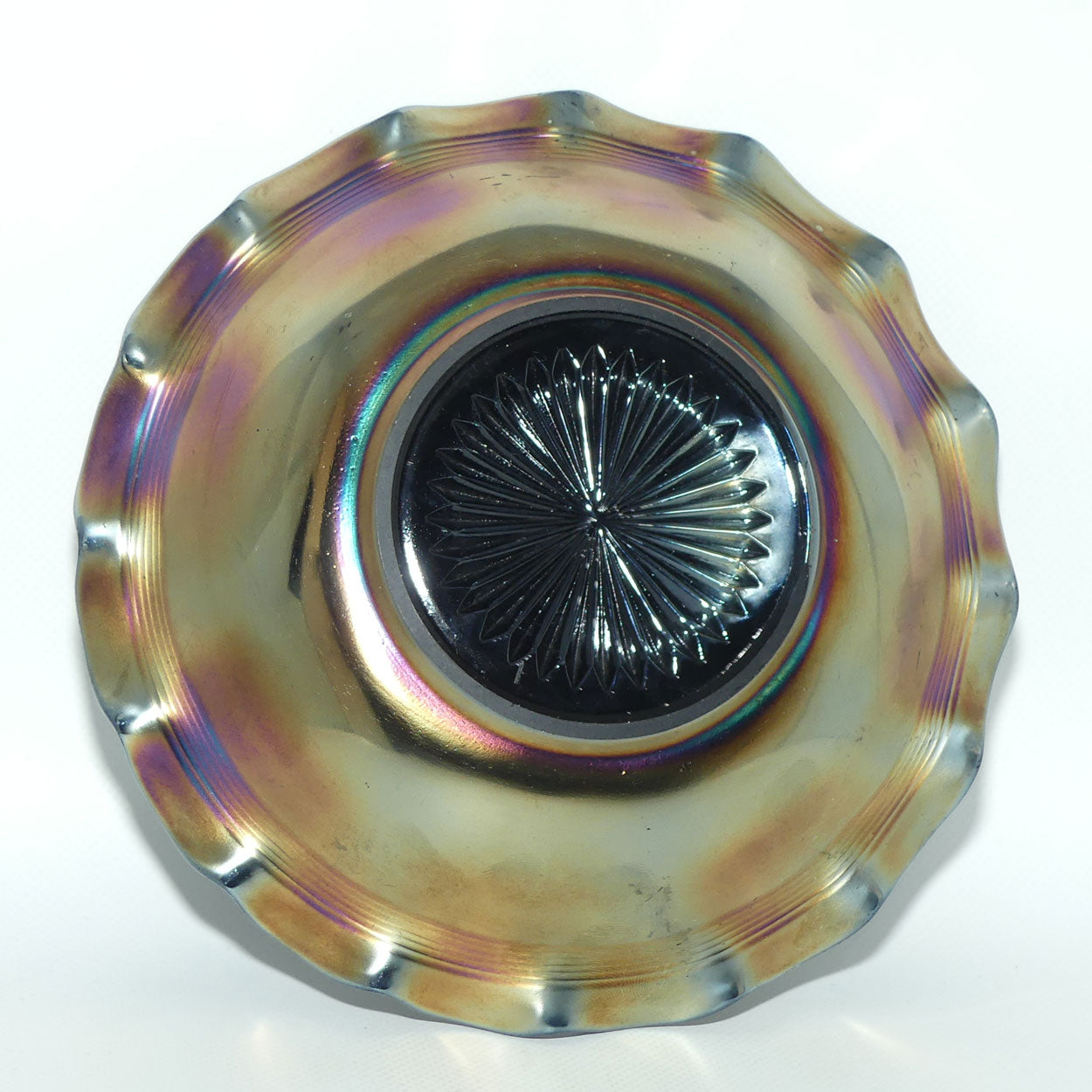 Australian Crown Crystal Amethyst Carnival Glass bowl | Hatpins | 21cm
