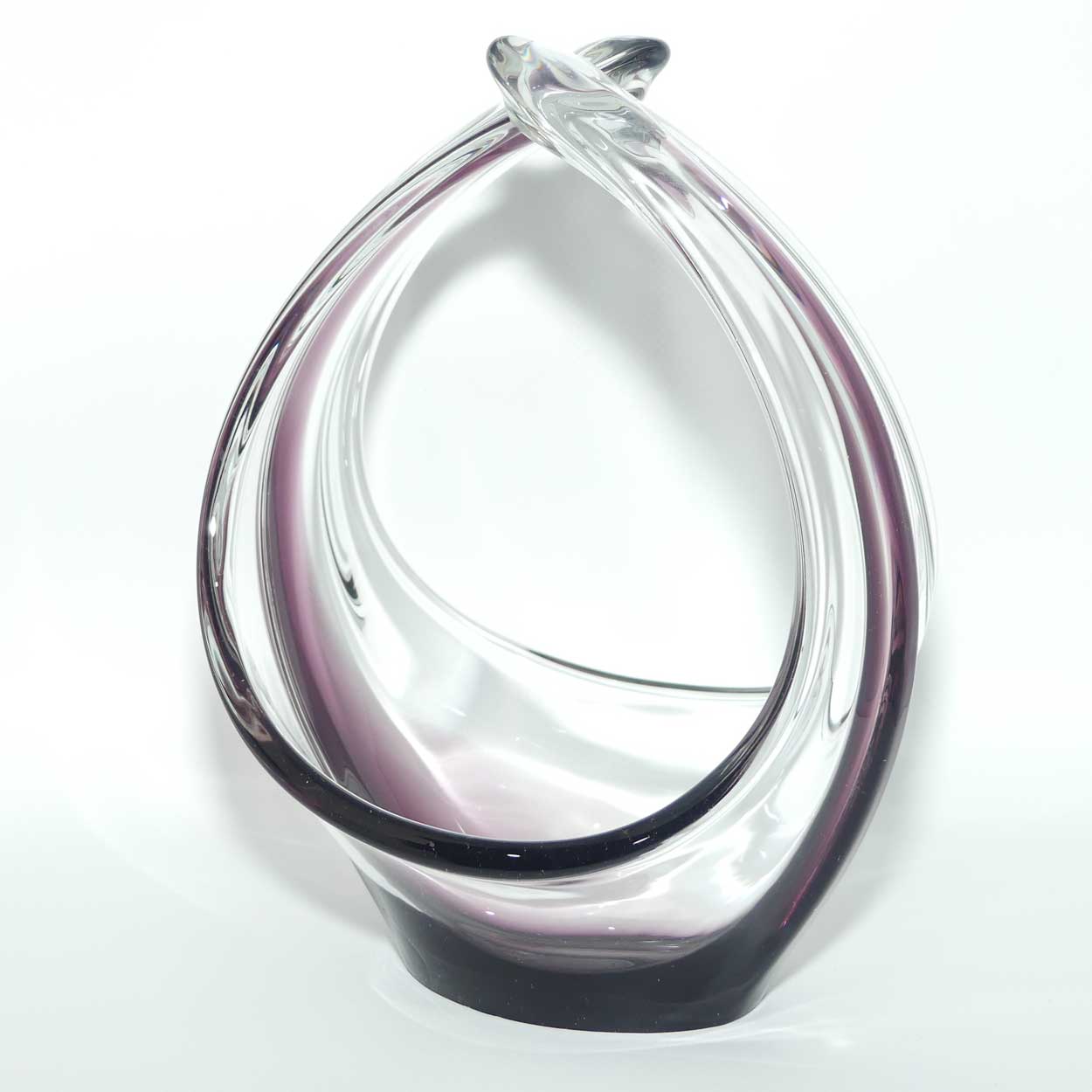 Vintage Art Glass Basket | Amethyst and Clear