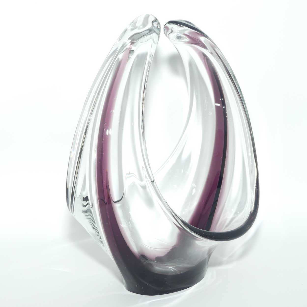 Vintage Art Glass Basket | Amethyst and Clear