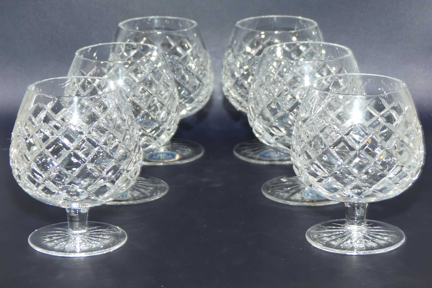 Traditional Diamond Cut Crystal set of 6 Brandy Balloons | 175ml