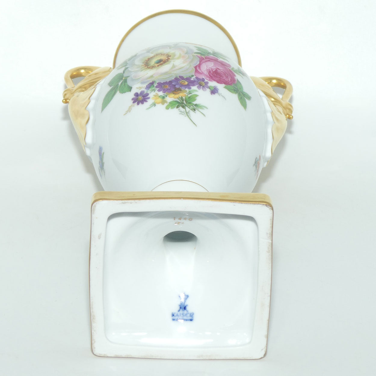 AK Kaiser West Germany Swan Handled Amphora vase | Floral decor