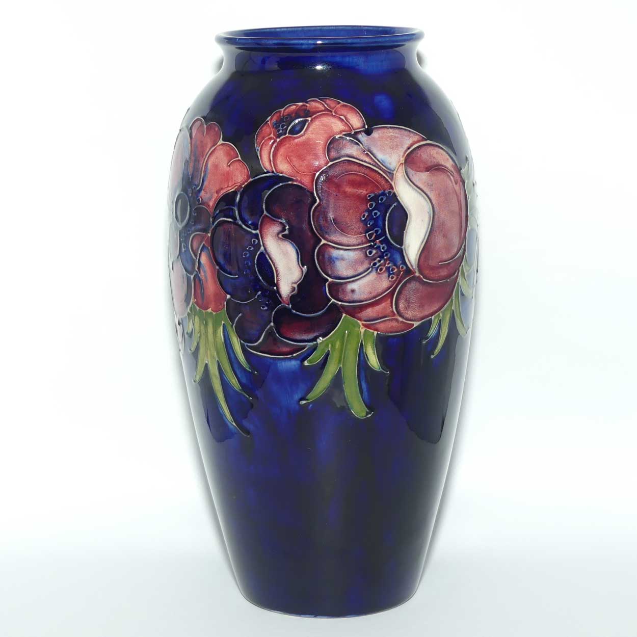 Walter Moorcroft Anemone on Blue ground tall cylinder 393/10 vase | c.1960 | #3