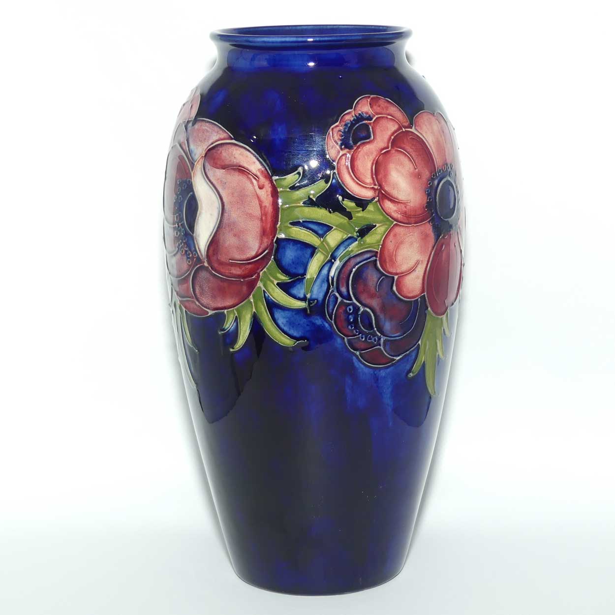 Walter Moorcroft Anemone on Blue ground tall cylinder 393/10 vase | c.1960 | #3