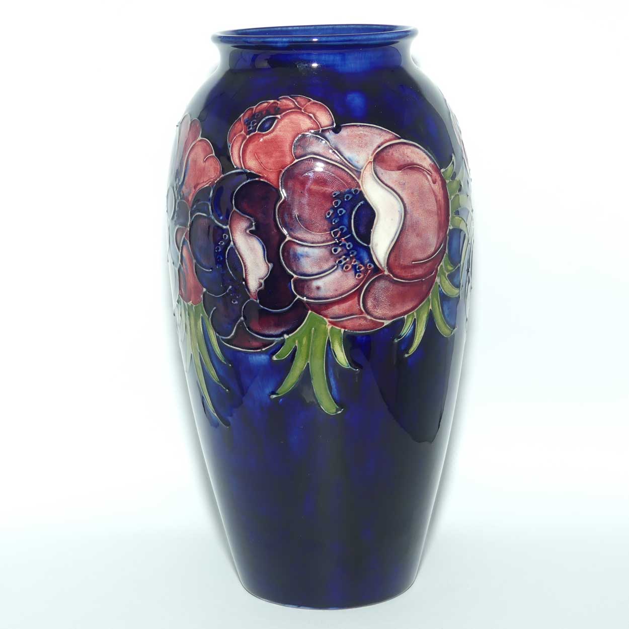 Walter Moorcroft Anemone on Blue ground tall cylinder 393/10 vase | c.1960 | #3