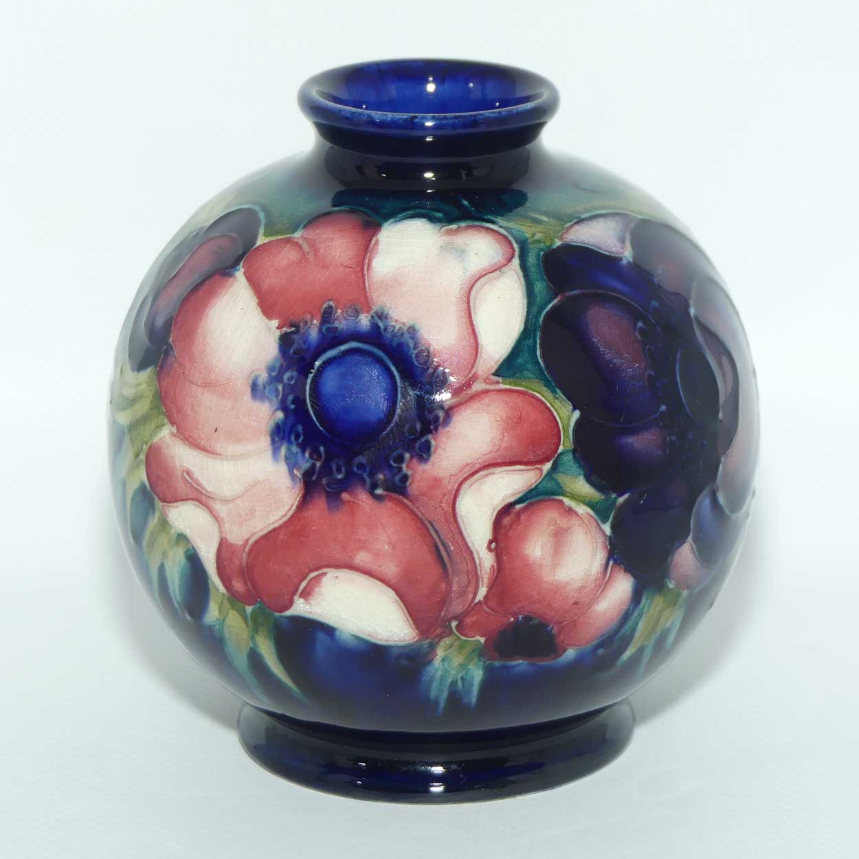 Walter Moorcroft Anemone on Blue ground ball vase | Shape 41/4