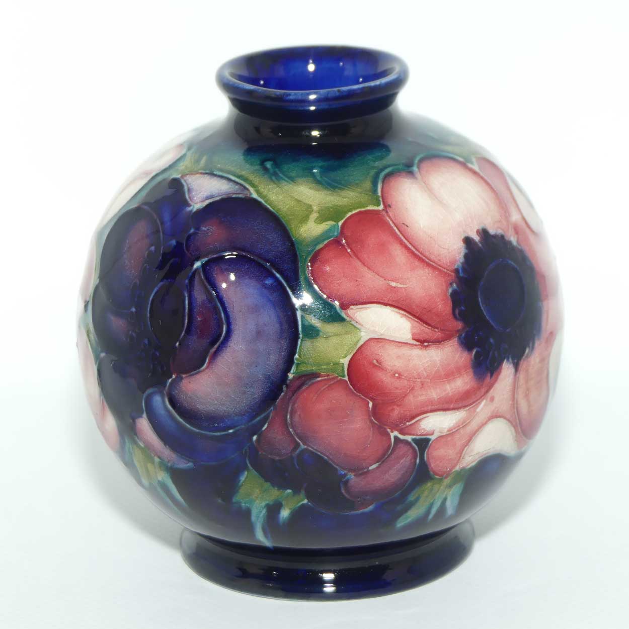 Walter Moorcroft Anemone on Blue ground ball vase | Shape 41/4