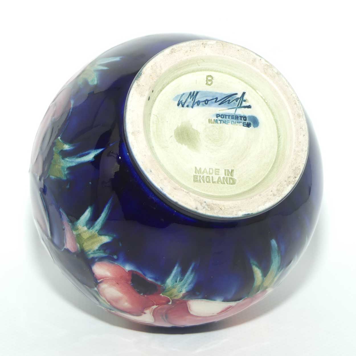 Walter Moorcroft Anemone on Blue ground ball vase | Shape 41/4