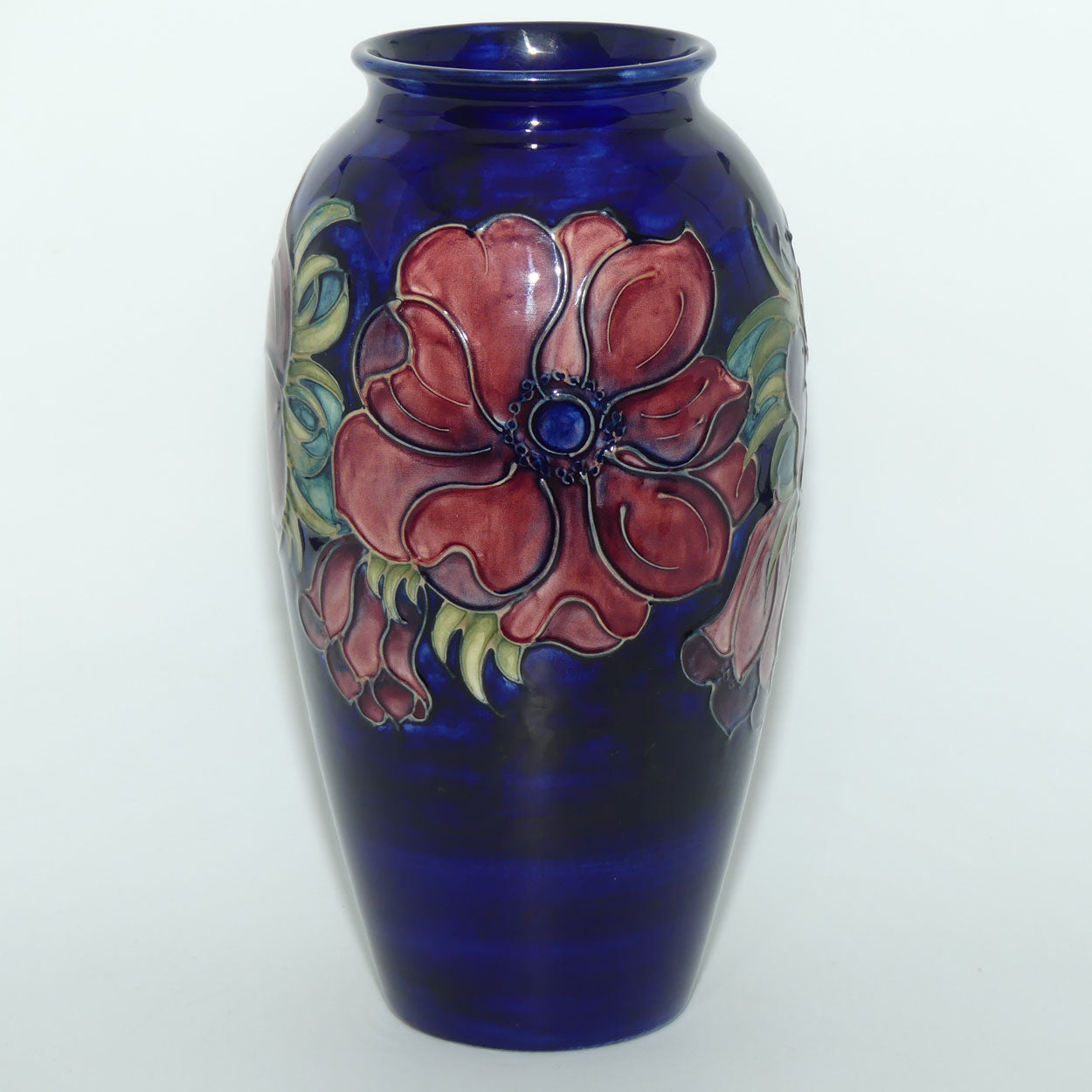 Walter Moorcroft Anemone on Blue ground tall cylinder 393/10 vase | c.1970 | #2