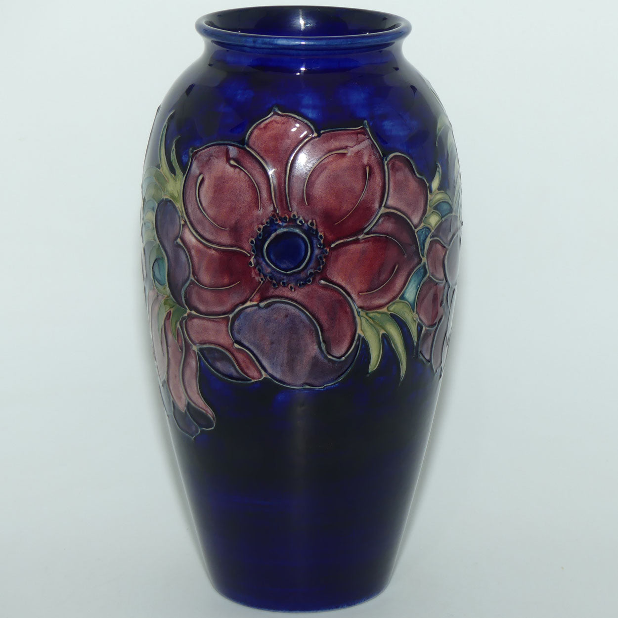 Walter Moorcroft Anemone on Blue ground tall cylinder 393/10 vase | c.1970 | #2
