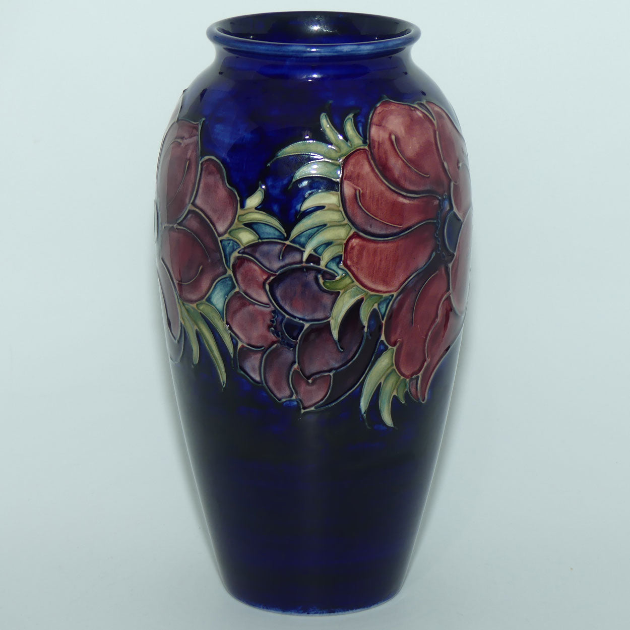 Walter Moorcroft Anemone on Blue ground tall cylinder 393/10 vase | c.1970 | #2