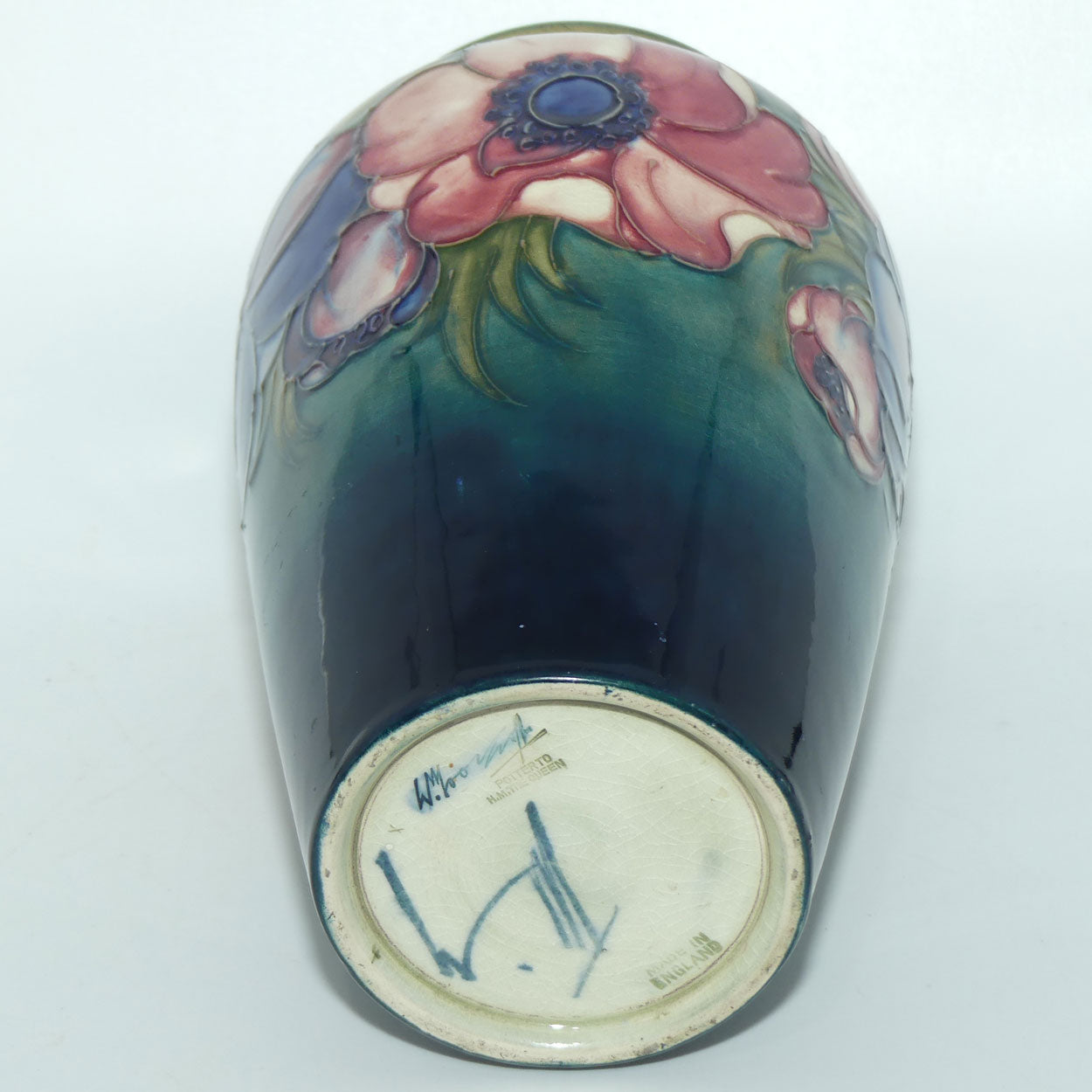 Walter Moorcroft Anemone (Green) cylinder vase