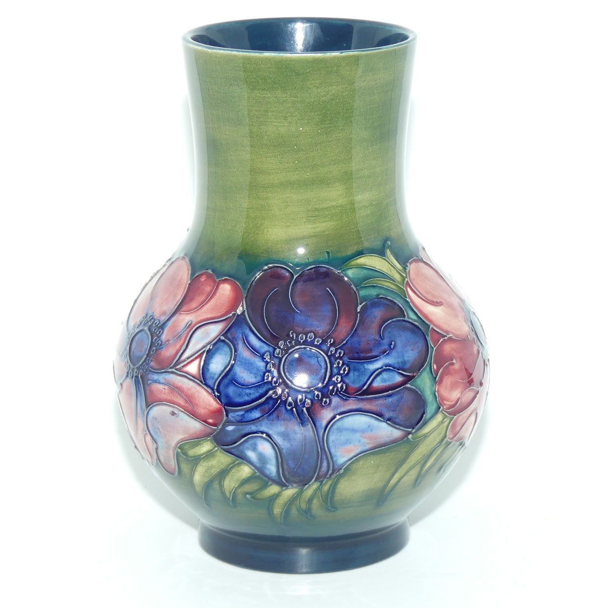 Walter Moorcroft Anemone | Green waisted vase