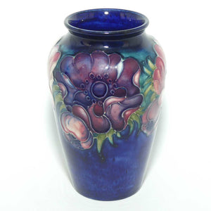 Walter Moorcroft Anemone on Blue ground small reverse tapering vase