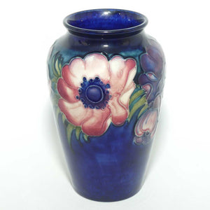 Walter Moorcroft Anemone on Blue ground small reverse tapering vase