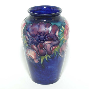 Walter Moorcroft Anemone on Blue ground small reverse tapering vase