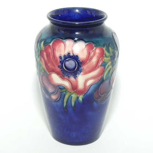 Walter Moorcroft Anemone on Blue ground small reverse tapering vase