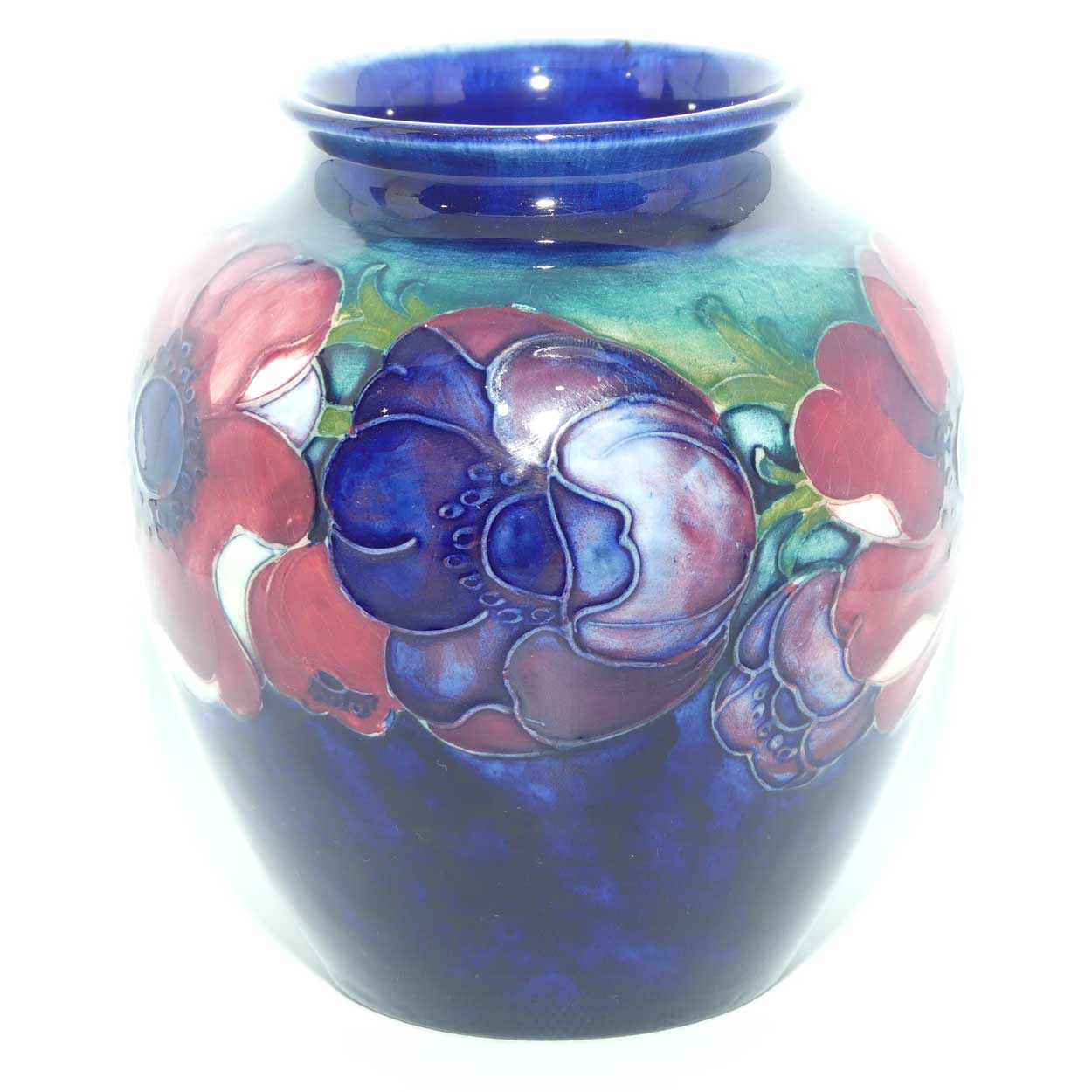 Walter Moorcroft Anemone on Blue ground vase | Shape 189