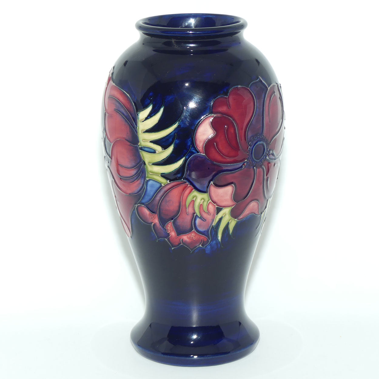 Walter Moorcroft Anemone (Blue) bulbous flaired foot vase