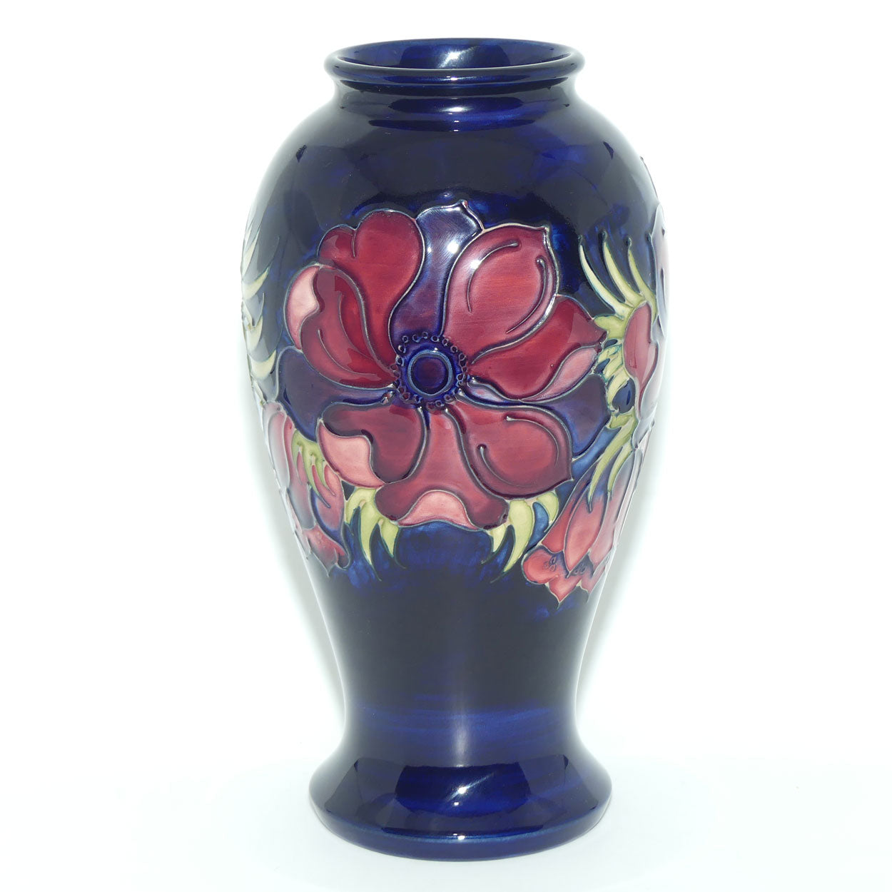 Walter Moorcroft Anemone (Blue) bulbous flaired foot vase