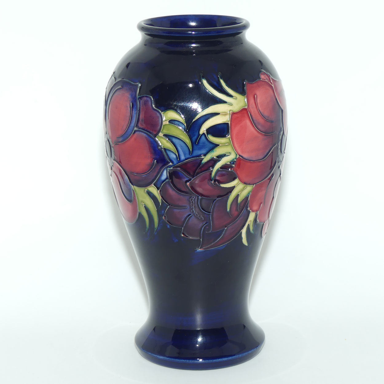 Walter Moorcroft Anemone (Blue) bulbous flaired foot vase