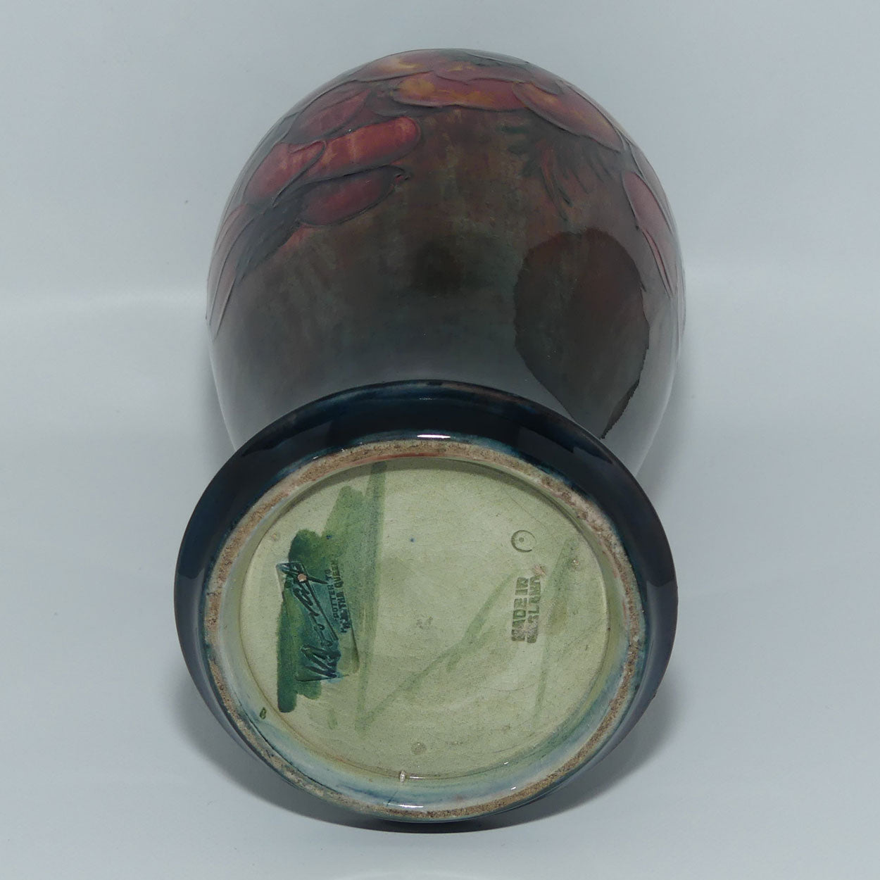 William Moorcroft Pottery Flambe Anemone vase c.1935