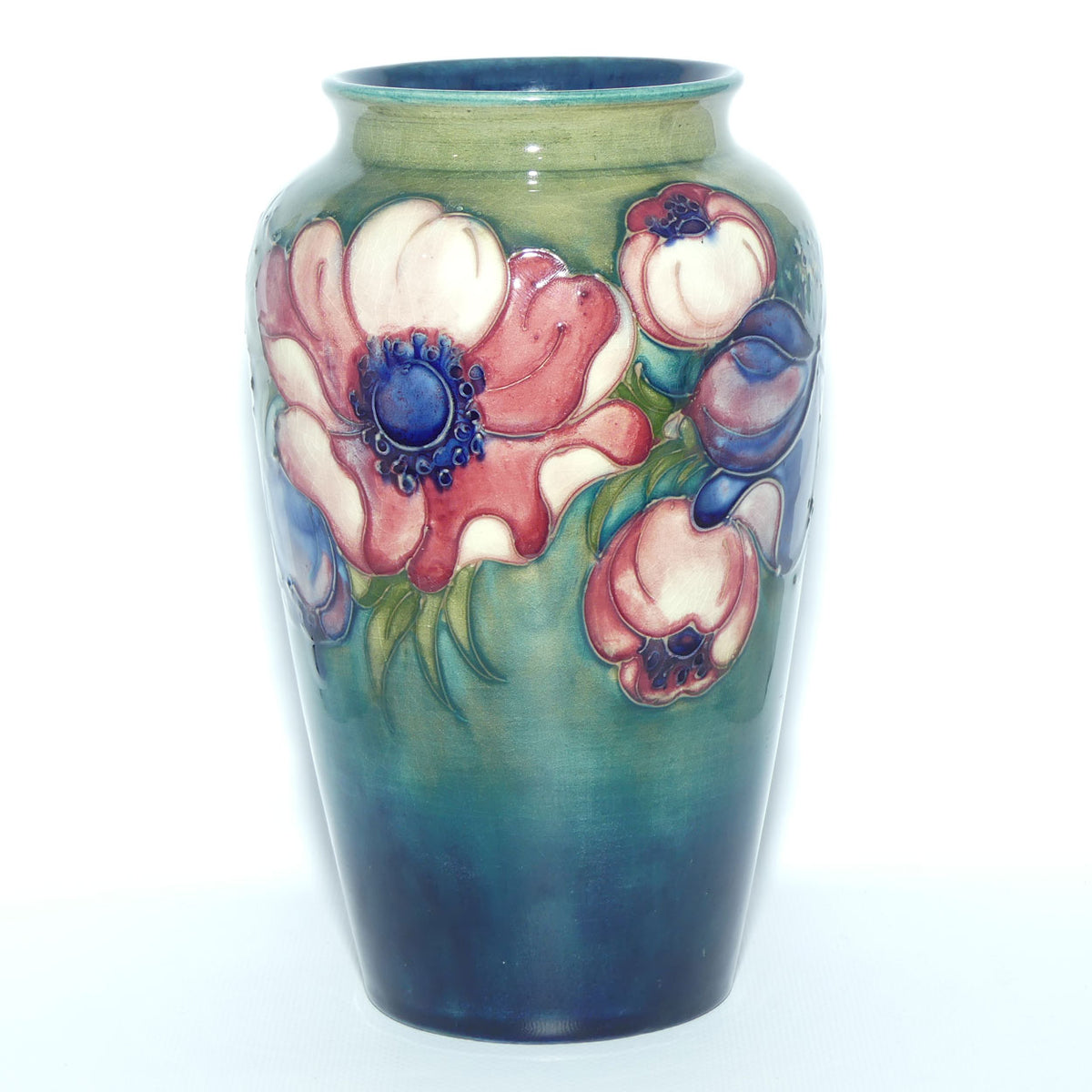 Walter Moorcroft Anemone | Green to Blue cylinder vase