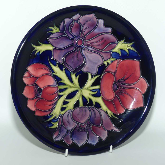 Moorcroft Anemone Revival on Blue 783/10 plate | Bi Colour | boxed