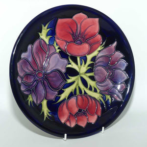 Moorcroft Anemone Revival on Blue 783/10 plate | Bi Colour | boxed