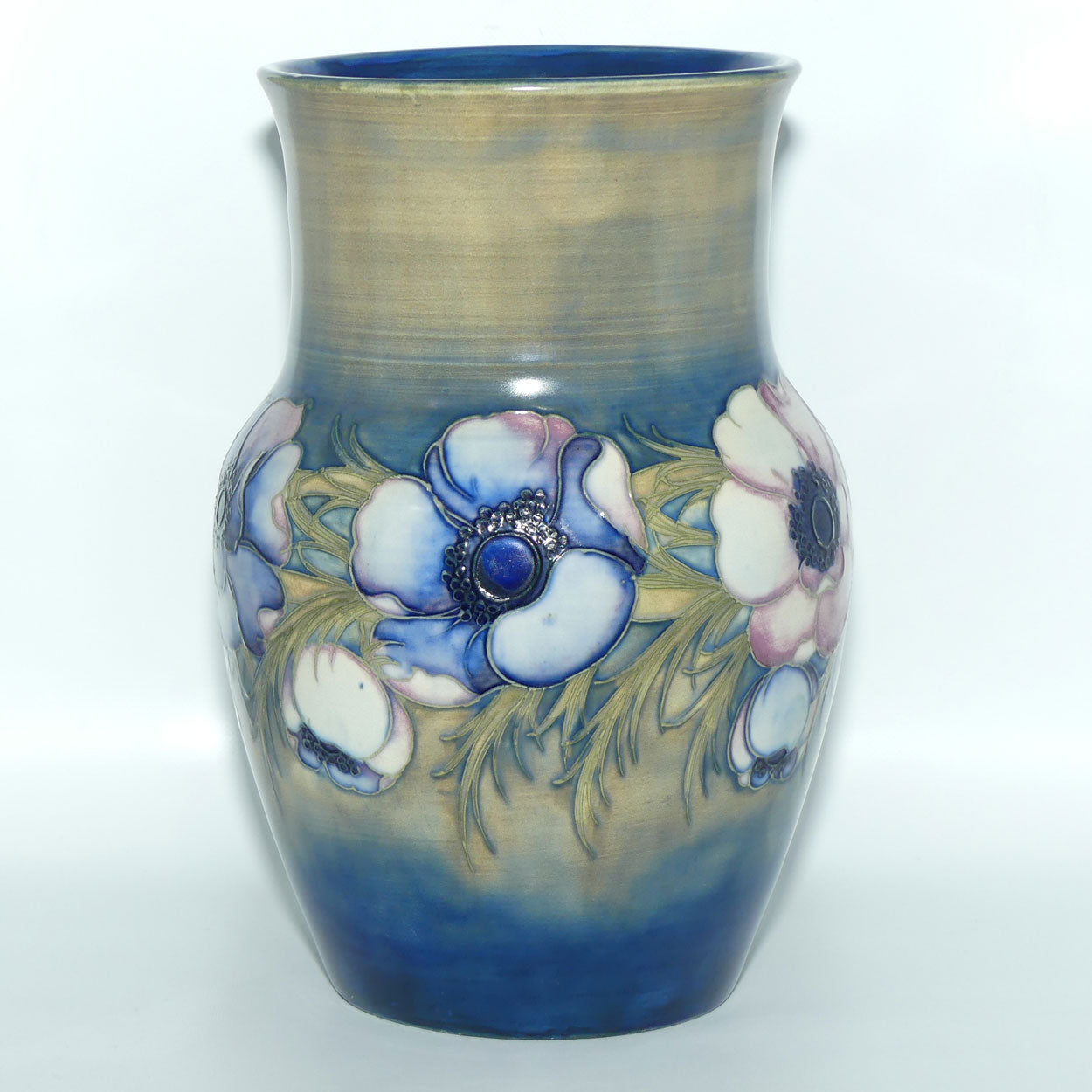 William Moorcroft Anemone Saltglaze waisted vase