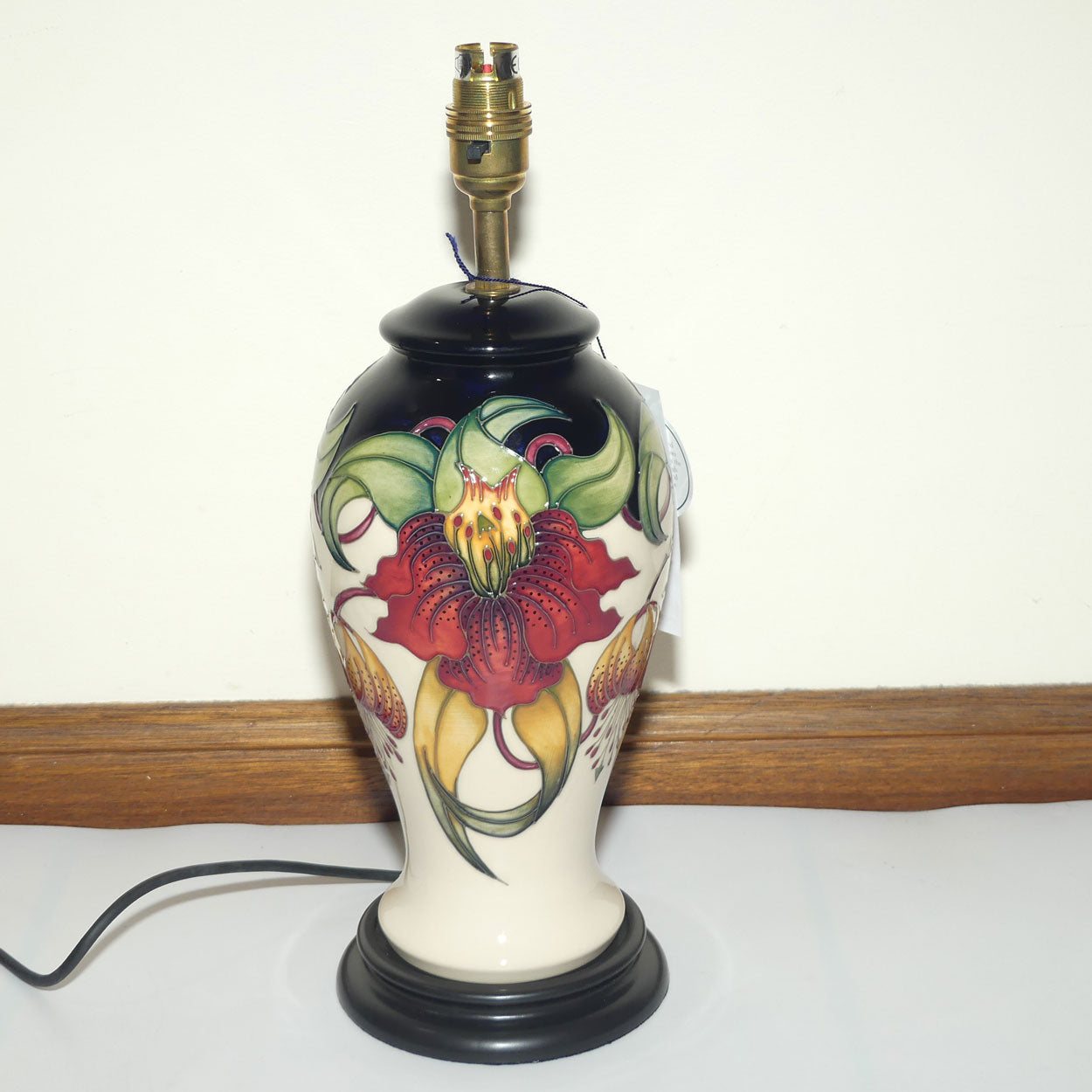 Moorcroft pair of Lamps and Silk Shades | Anna Lily pattern | Shape 46/10