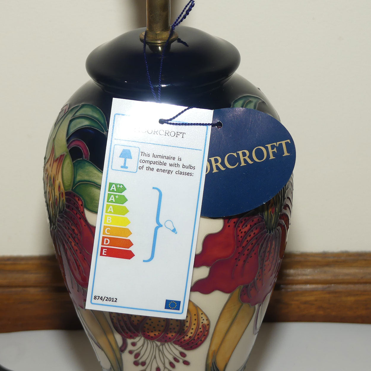 Moorcroft pair of Lamps and Silk Shades | Anna Lily pattern | Shape 46/10